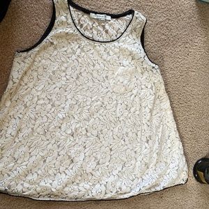 Forever 21 Floral Lace top with black trim. Size S/P